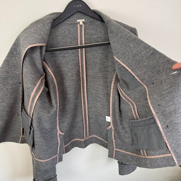 J.Crew Wool 10 Tall M L Benny Double Breasted Blazer Unstructured Gray Unlined - Picture 3 of 16